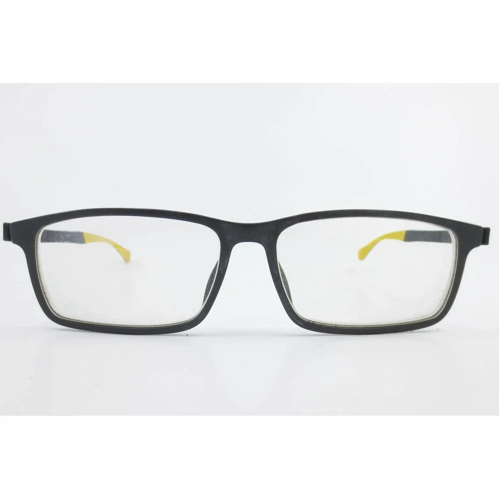 Hugo Boss Eyeglasses Matte Black Yellow Rectangular Designer Frames 36697